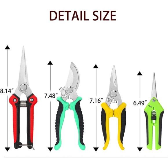 5 pack Garden Pruning Shears Stainless Steel Blades, Handheld Scissors Set - Picture 5 of 6